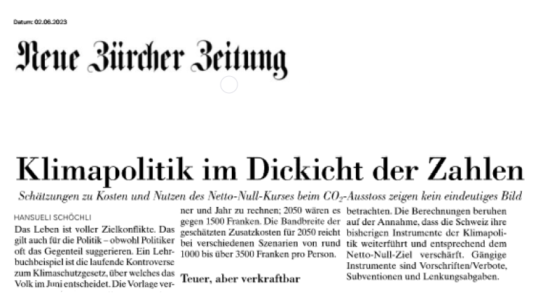 Klimaschutzgesetz: Ökonomisch inkompetente NZZ